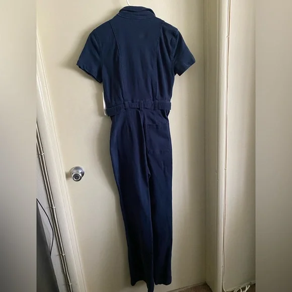 Urban Outfitters Corduroy Utility Jumpsuit with Drawstring Waist in Navy - Picture 4 of 6
